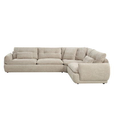 Jonina Beige Chenille Sectional Sofa w/4 Pillows