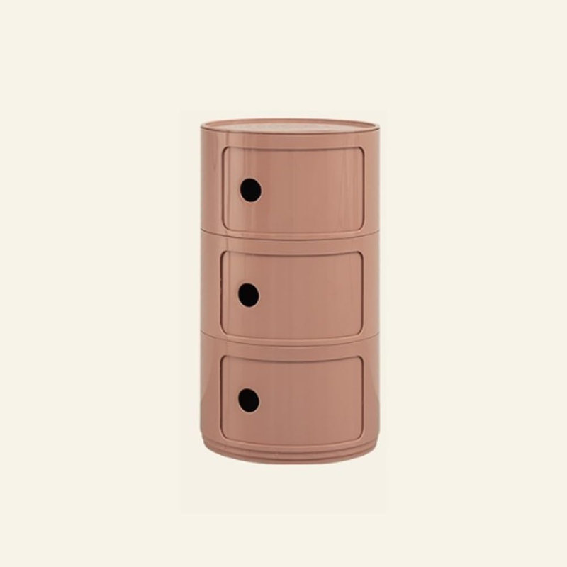 3 Tiers Round Storage Drawers  – Stackable Round Nightstand Drawers, Pink