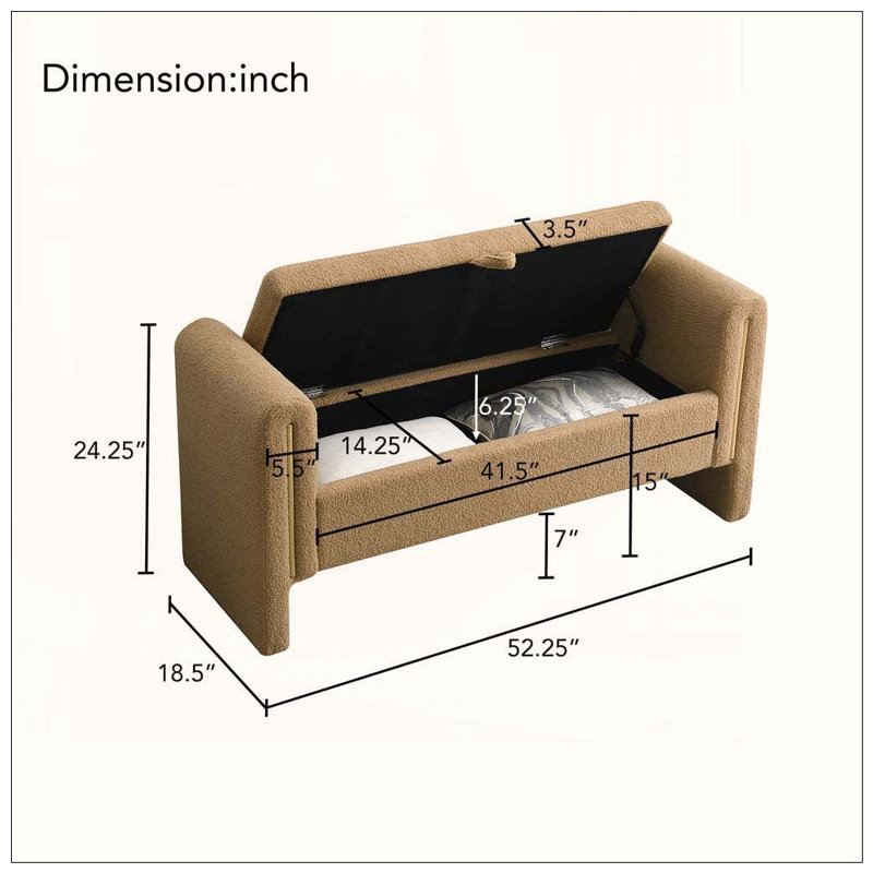 Banc de bout avec accoudoirs et rangement Modern, Coffee