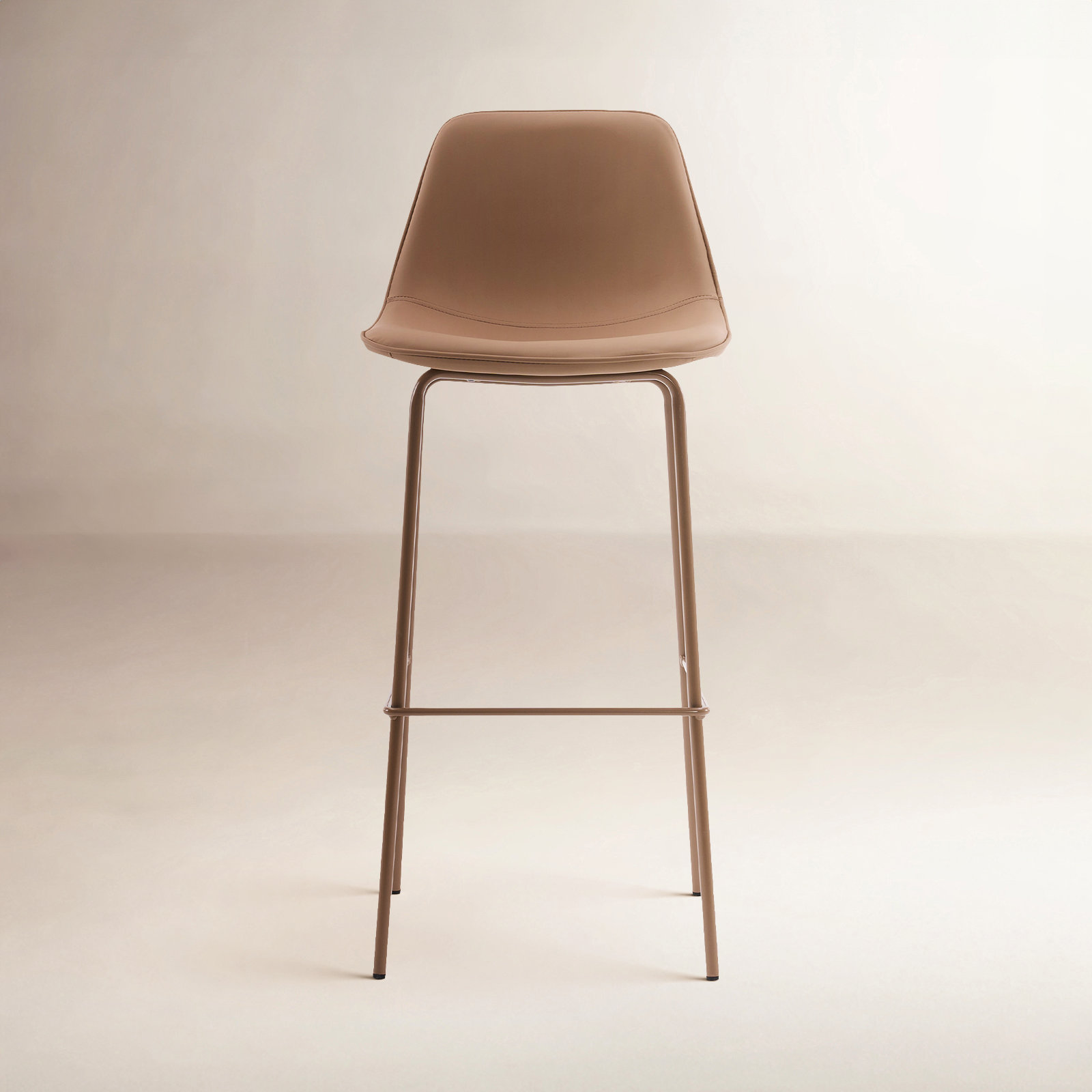 Kavi Bar and Counter Stool, Bar Stool (30" Seat Height), Taupe Faux Leather