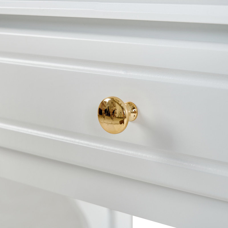Coiffeuse compacte avec miroir réversible, coiffeuse avec tabouret, coiffeuse compacte pour petits espaces, blanc