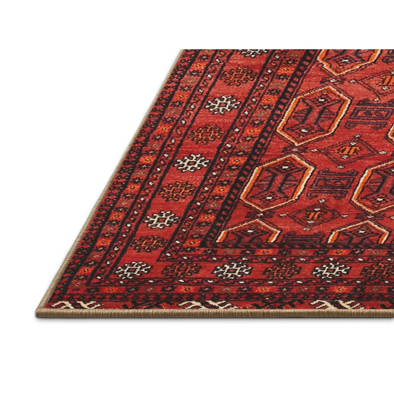 Tapis traditionnel beige / rouge / bleu, Rectangle 7 pi x 10 pi