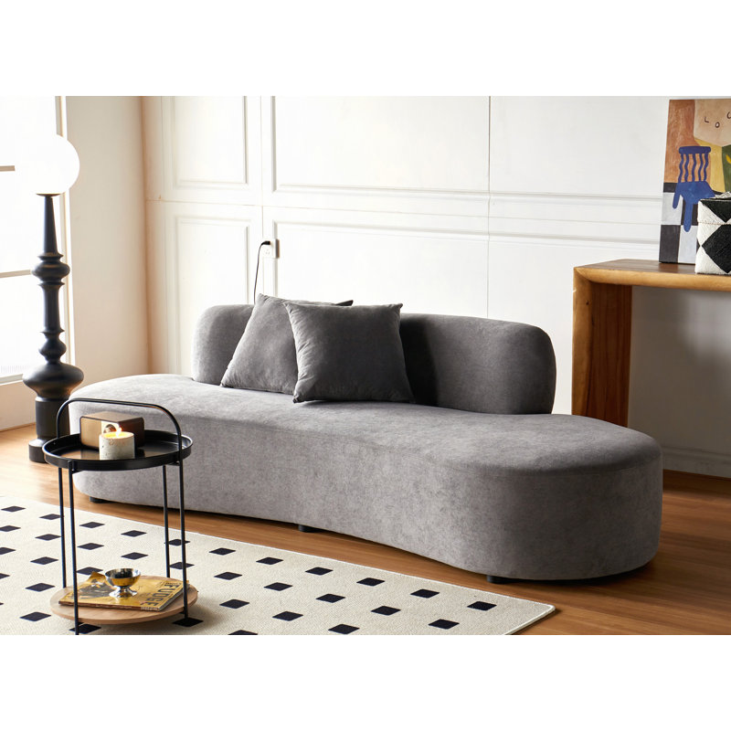 Canapé incurvé de 90 po avec coussins décoratifs, canapé de luxe en velours 4 places avec demi-lune et mousse haute densité, idéal pour les salons modernes, les bureaux et les appartements