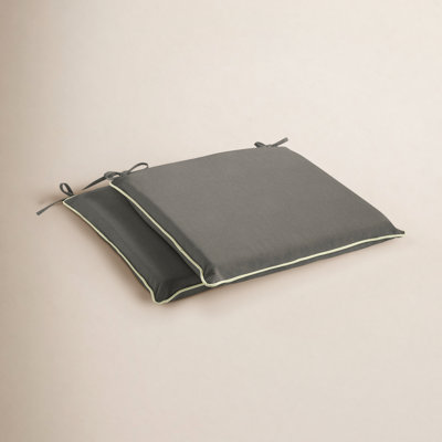 Sunbrella - Canvas Charcoal 17 in x 17 in x 2 in Chair Pad - Corded (Set of 2)