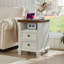 Table d'appoint Farmhouse avec station de charge, tables de chevet antiques avec tiroirs, table de chevet avec tablette ouverte pour la chambre à coucher (blanc)-705870071-704897363