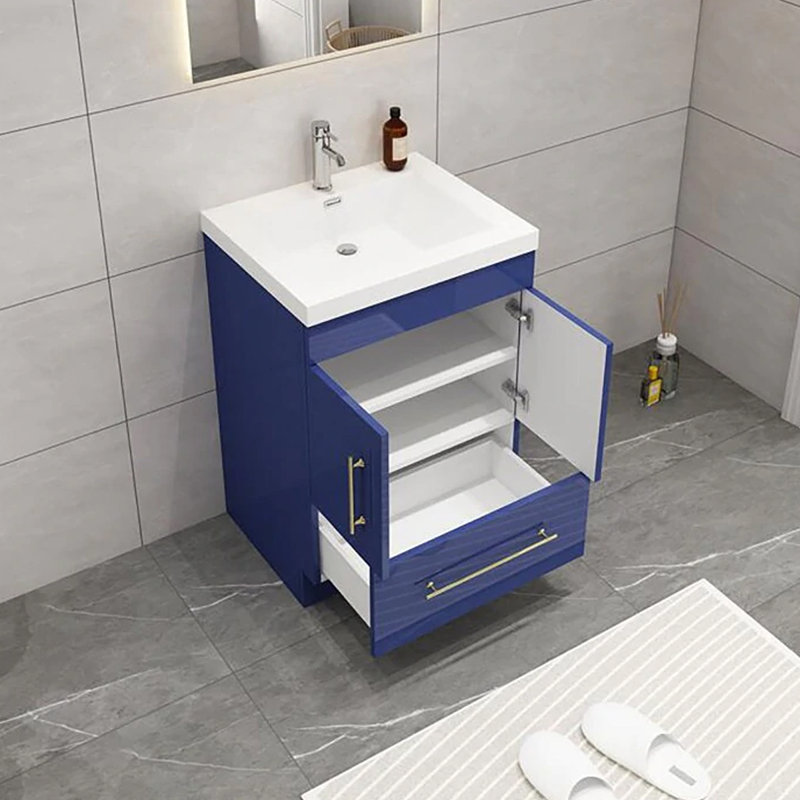 Ensemble de meuble-lavabo simple 24 po 24 po, Bleu nuit brillant