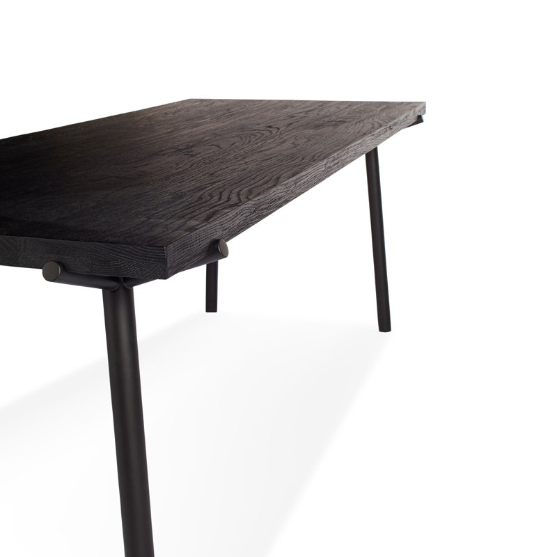 Branch Solid Oak Dining Table, 33" W x 91" L, Black, Black Oak