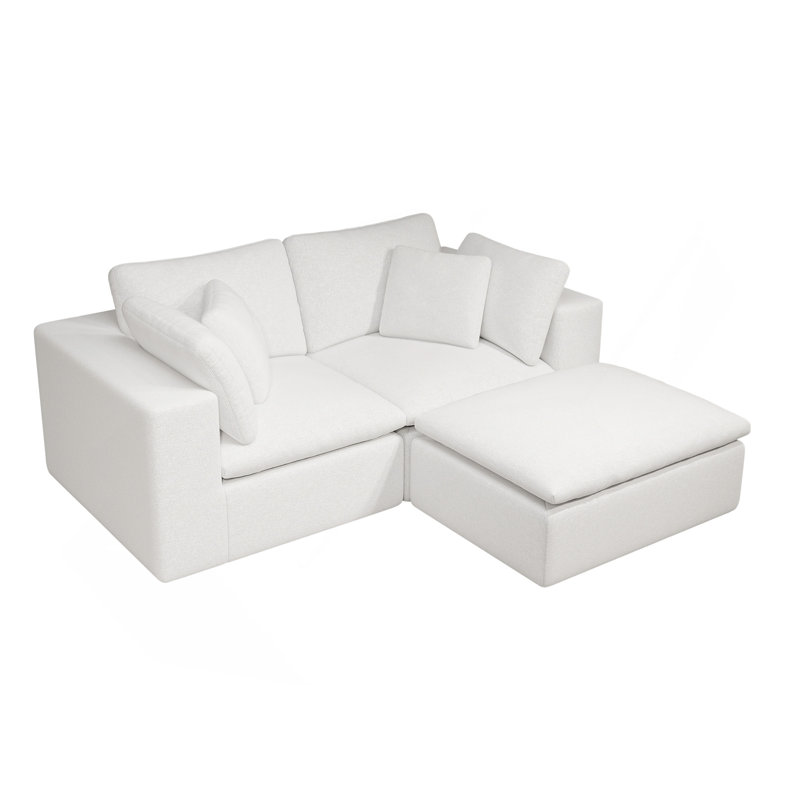 Canapé modulaire 78,8 po x 68,9 po, canapé rembourré compressé pour le salon, la chambre à coucher, un appartement, aucun assemblage requis, combinaison libre de 3 pièces, tissu en velours côtelé moelleux, BLANC