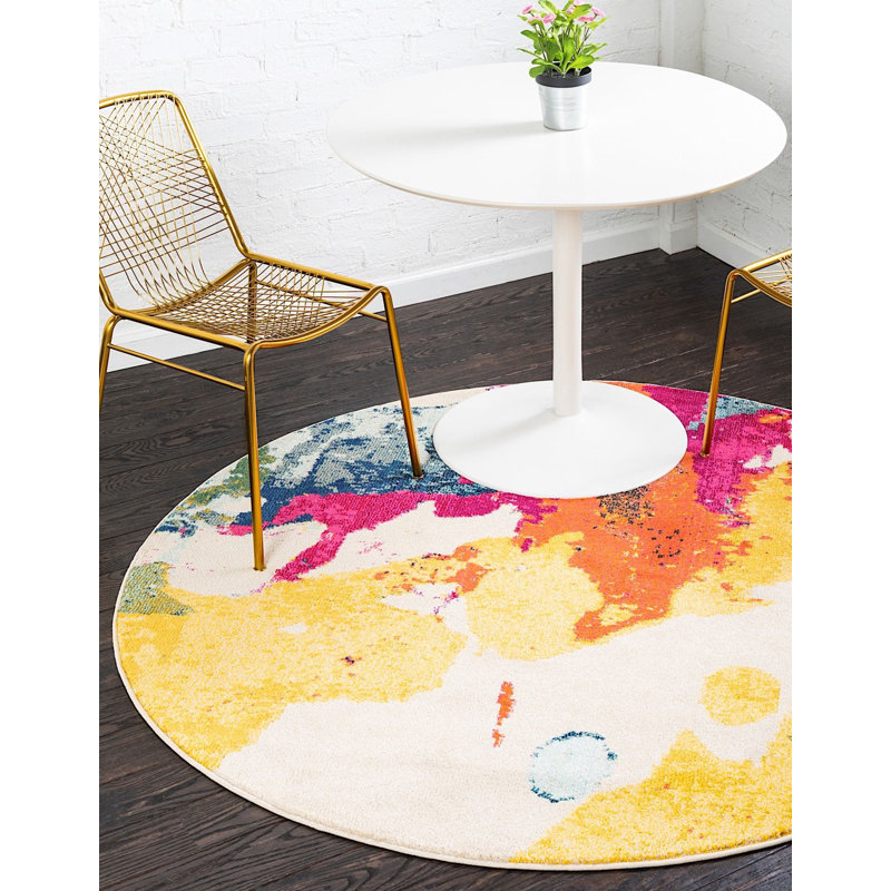 Lizotte Abstract Indoor Rug, Round 6'