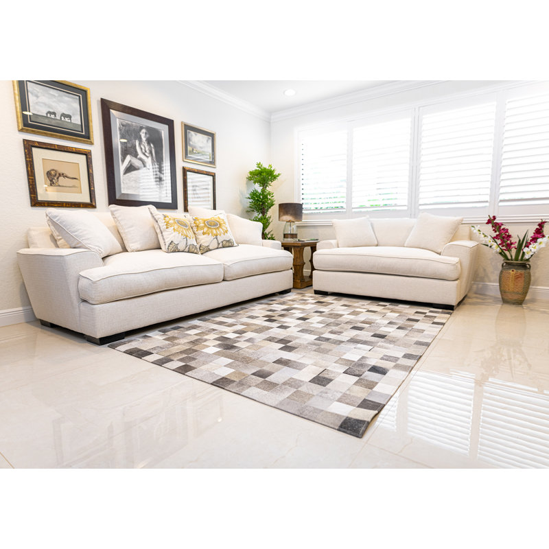 Bigham Cowhide Geometric Indoor Rug, Rectangle 4' x 6'