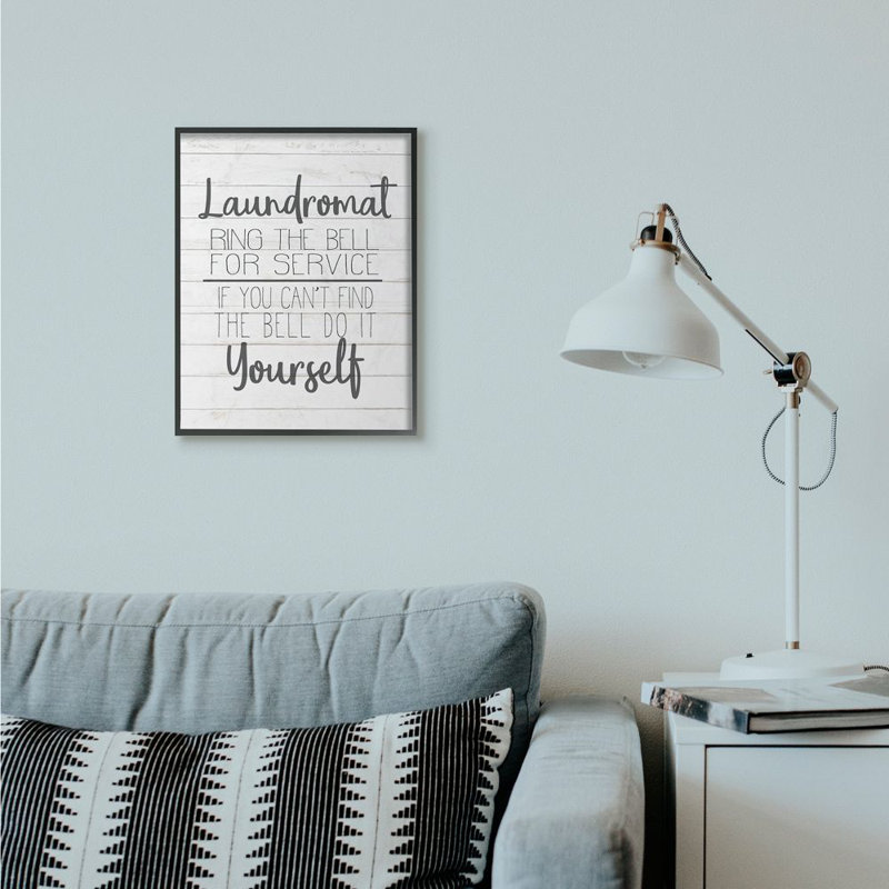 Laundromat par Kimberly Allen - impression d'art textuel, H 20 po x l 16 po x P 1,5 po, Giclée encadrée noir minuit