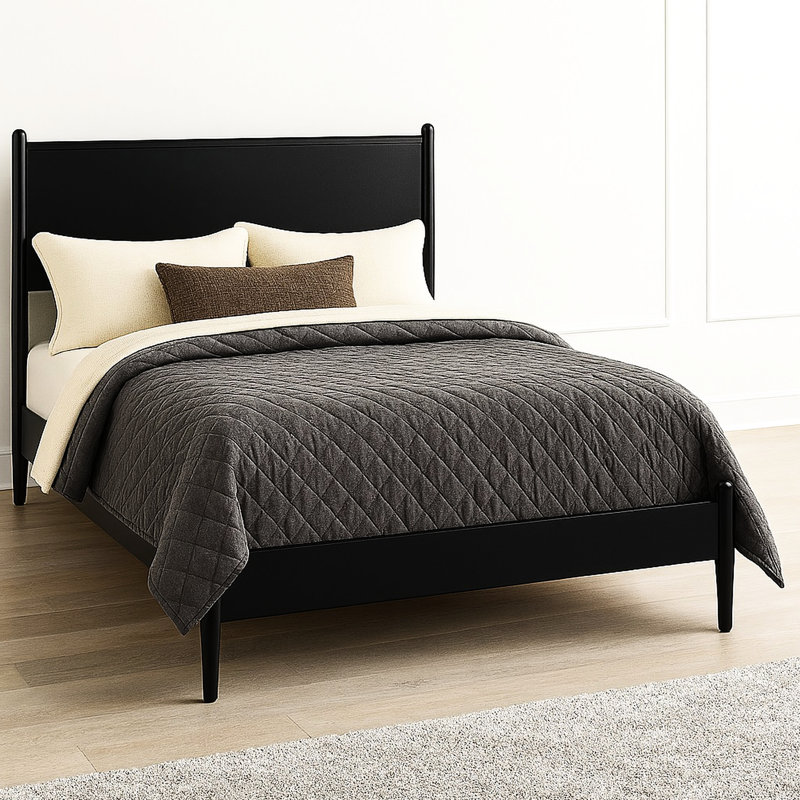 Lit plateforme en bois noir Mid-Century