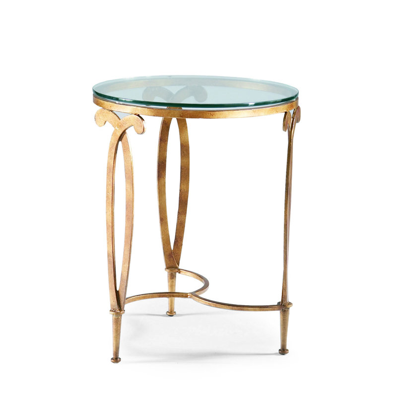 Fleur De Lis Glass End Table