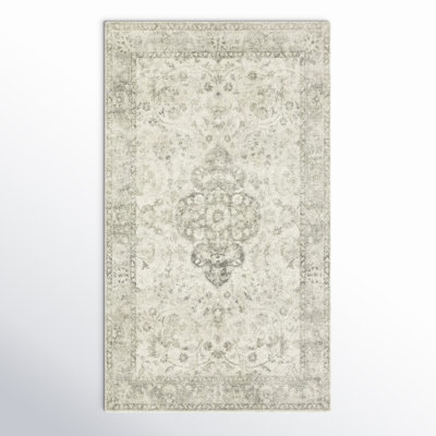 Oriental Area Rug in Ivory/Silver