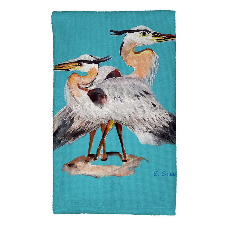 Mr & Mrs Blue Heron Teal Kitchen Towel