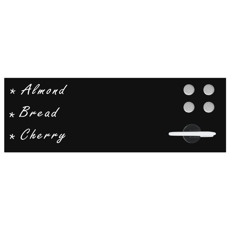 Wall Mounted Magnetic Glass Board, 20cm H x 60cm L, Black