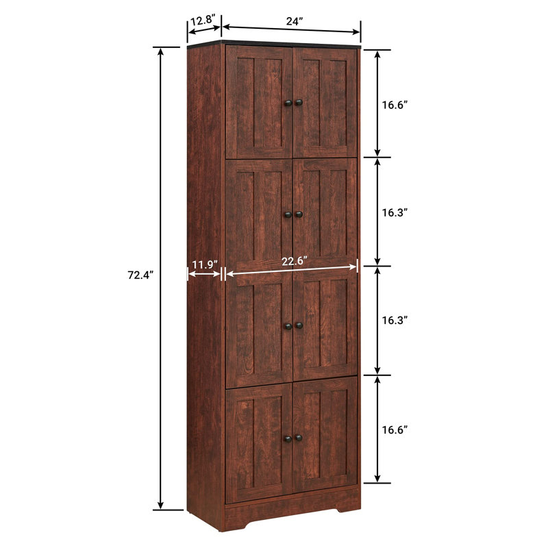 Versatile Tall Storage Cabinet With Ample Compartments And Doors For Organized Storage, Walnut