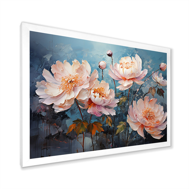 Peony Petal Poetry sur toile, H 30 po x l 40 po x P 1,5 po, Cadre photo blanc