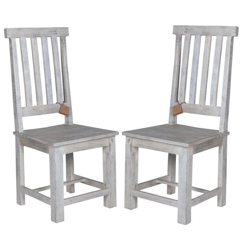 18'' H Solid Wood Side Chair, White Pearl