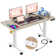 Hubing Electric Height Adjustable Standing Desk With 2 Usb Ports And 3 Power Outlets,4 Lockable Casters, 2 Hooks, Big Mouse Pad