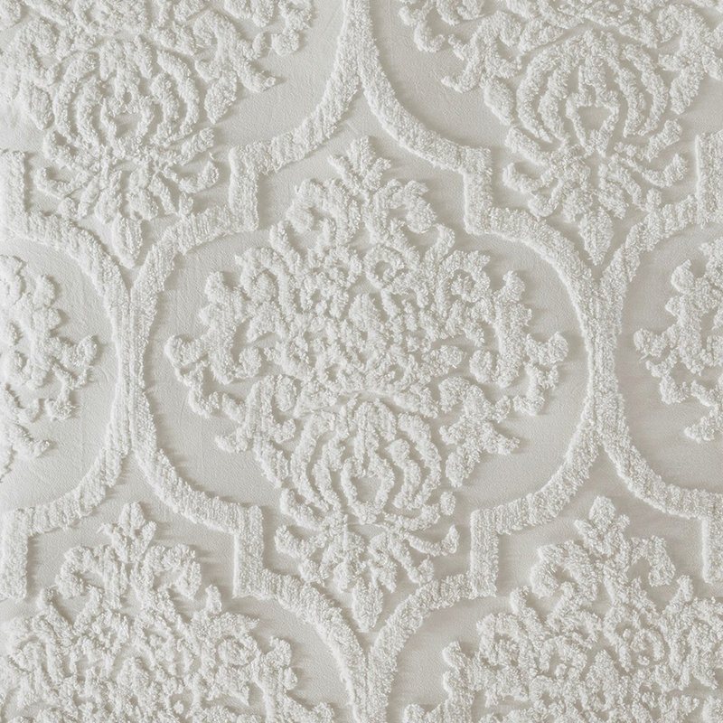 Ensemble de housse de couette en chenille de coton 3 pièces très grand / très grand en blanc, avec 2 taies décoratives, fermeture à boutons, attaches de coin, lavable à la machine, attrait élégant