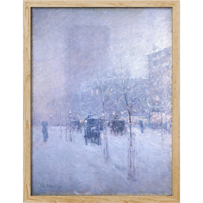 «Winter Snow Blue Pastel Cityscape» sur papier, H 16 po x l 12 po, Naturel