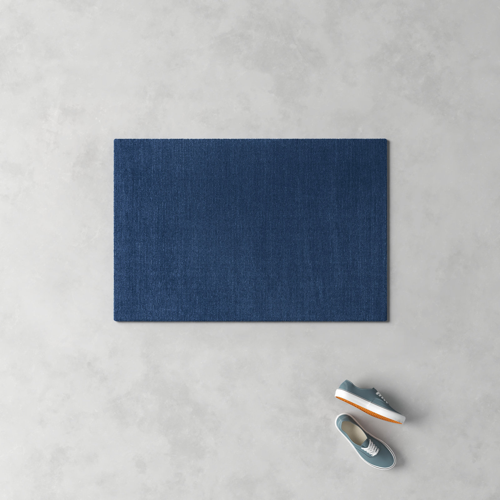 Crowe Dark Blue Hand-Woven Wool Rug, Rectangle 2' x 3'