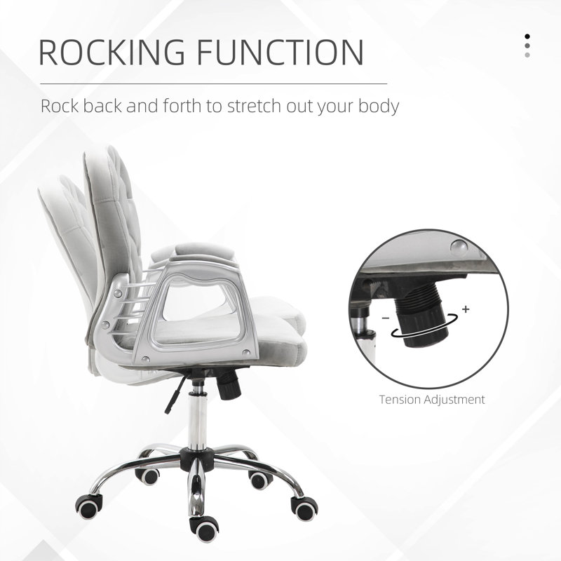 Velvet Home Office Chair, Gray, Velvet