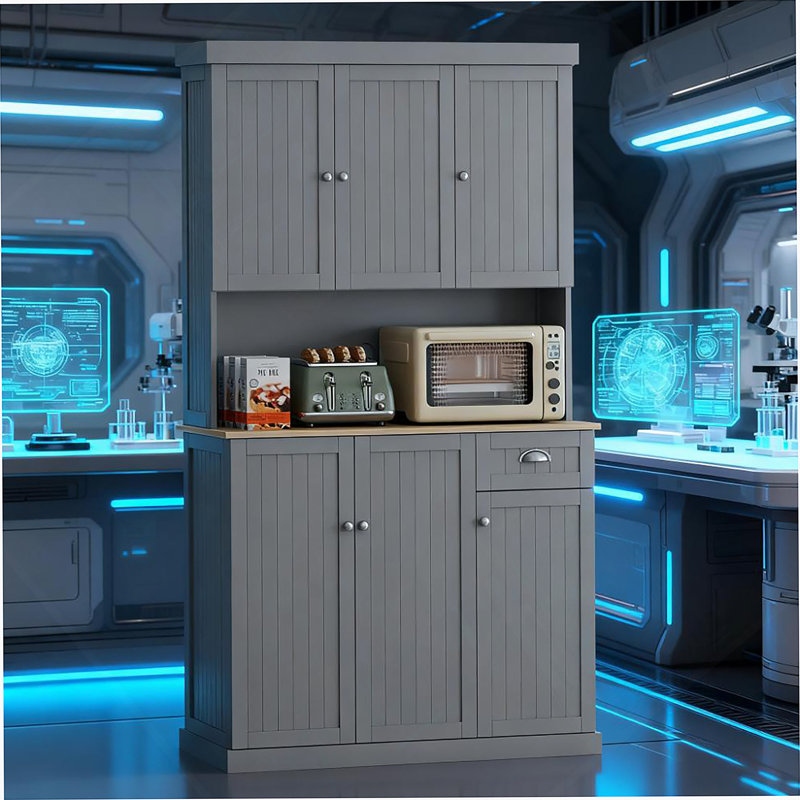 Élégant buffet à grain ondulé avec tablettes réglables et fabrication en panneau de fibres à densité moyenne durable pour les intérieurs modernes