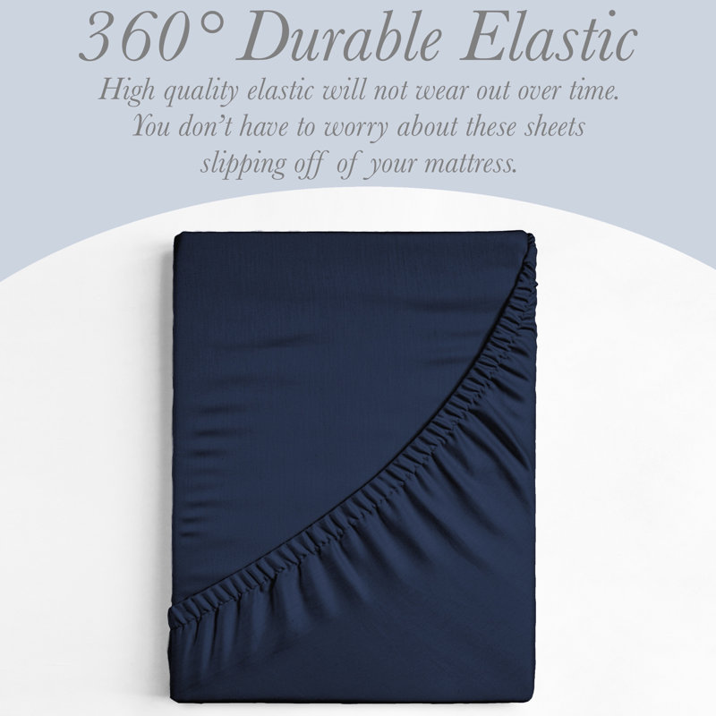 6 Piece Ultra Soft Double Brushed Microfiber Sheet Set, Cooling Sheets with Extra Deep Pockets - Machine Washable, Navy