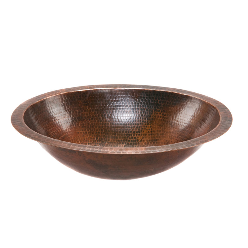 19" Oval Under Counter Hammered Copper Bathroom Sink, Oil Rubbed Bronze