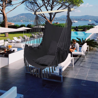  Chaise hamac pour 1 personne avec barre galvanisée grise
