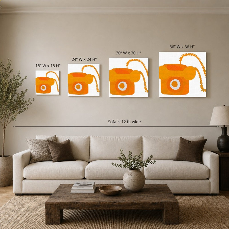 «Retro Téléphone Orange» par Jen Bucheli - Impression sur toile