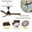 42-Inch Ceiling Fan With Light, Solid Wood Blades, 2 Downrods For Sloped Ceiling ≤15°, Quiet Reversible DC Motor, APP & Remote Control, 6 Speeds, Timer, Dimmable Full-Spectrum LED, For Bedroom