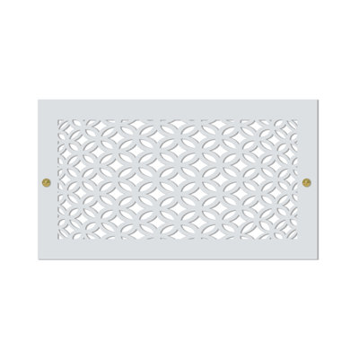 Stellar Air White Wall And Ceiling Registers With Brass Screws- 8x32 (Duct Opening) 10x34 Overall Size - 3D Circles