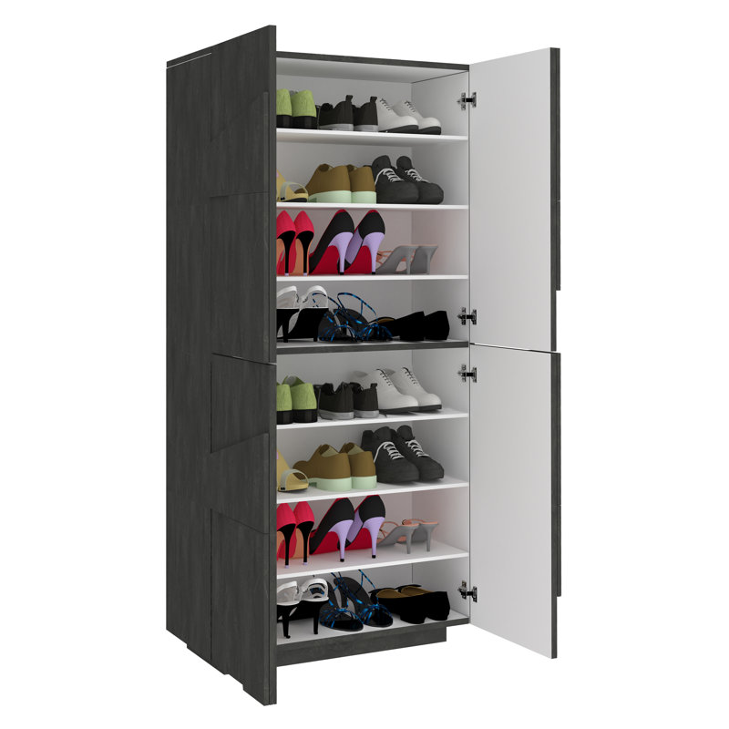 Cernobbio 32 Pair Shoe Storage Cabinet, Black