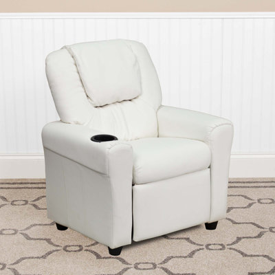 Forman LeatherSoft Contemporary Kids Recliner with Cup Holder and Headrest