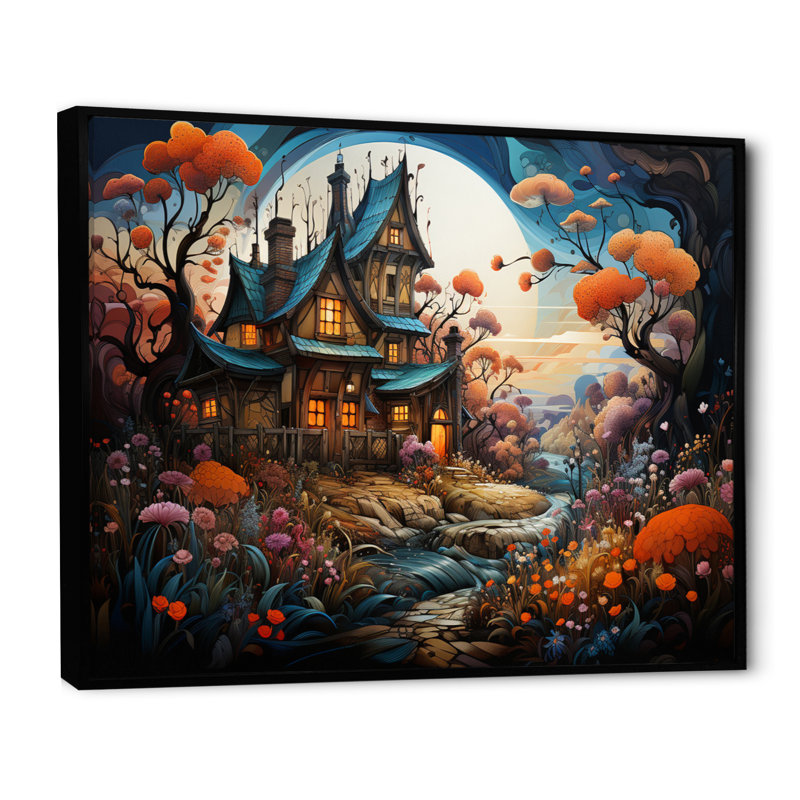 Marozik Farmhouse Enchantment - Reproduction, H 16 po x l 32 po x P 1 po, Cadre flottant noir