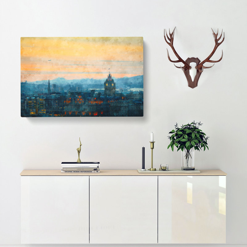 Edinburgh Skyline In Scotland - Wrapped Canvas Painting, 40cm H x 60cm W x 3cm D