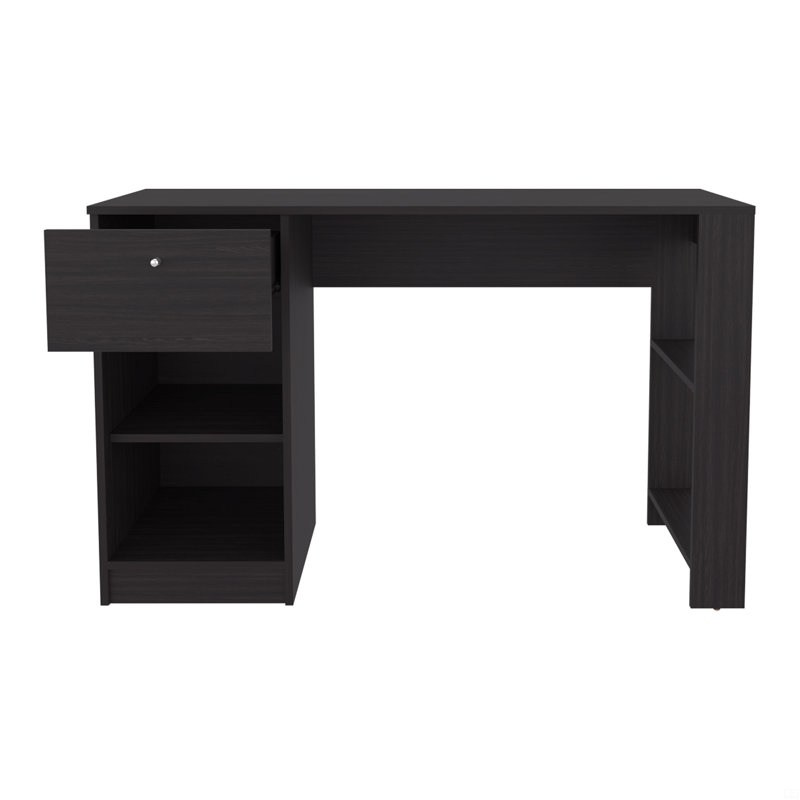 Bureau d'ordinateur, 1 tiroir, 2 tablettes, Noir