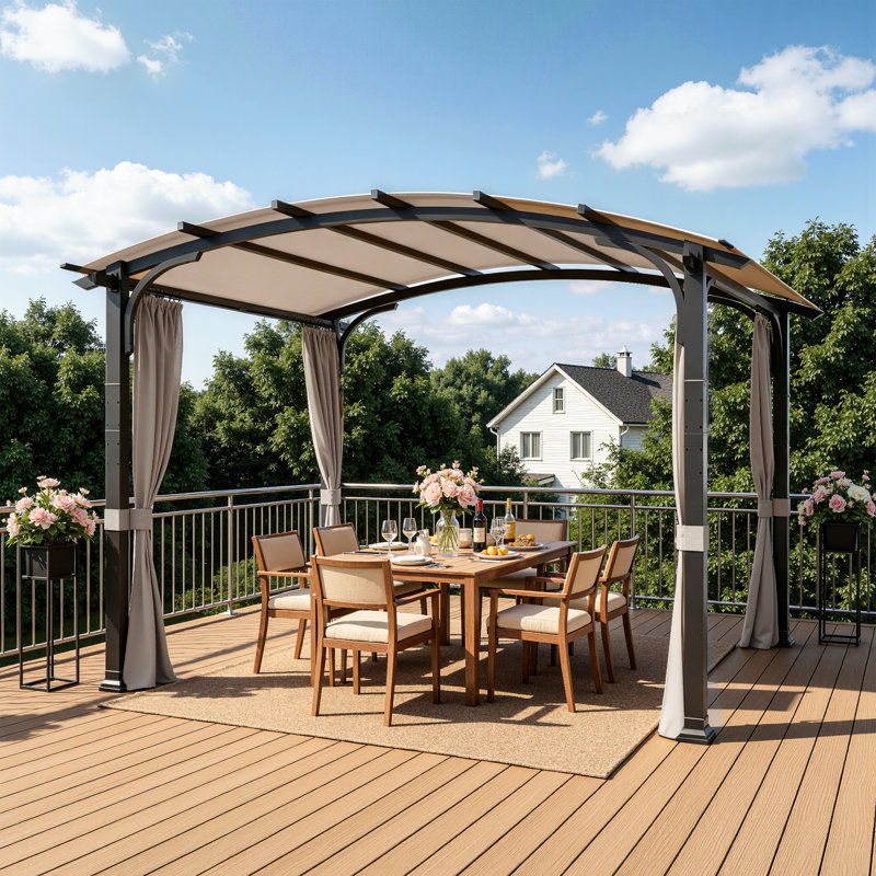 11 pi. L 11 pi. Pergola en aluminium avec auvent, Beige