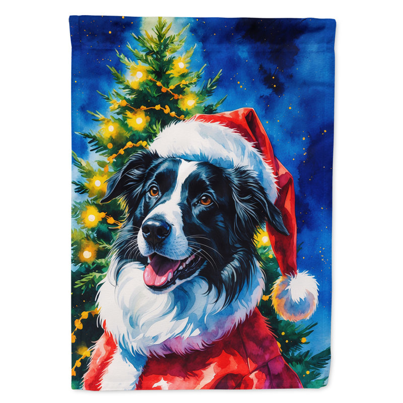 Drapeau de maison de Noël chocolat caniche chocolat, Border collie