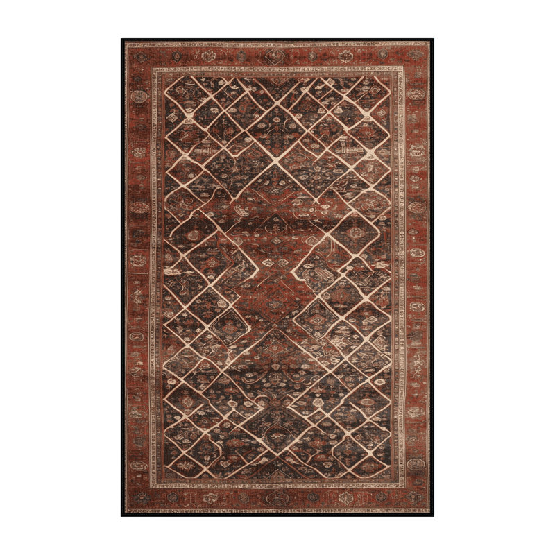 Machine Washable Persian Brown Area Rug, Rectangle 2' x 3'