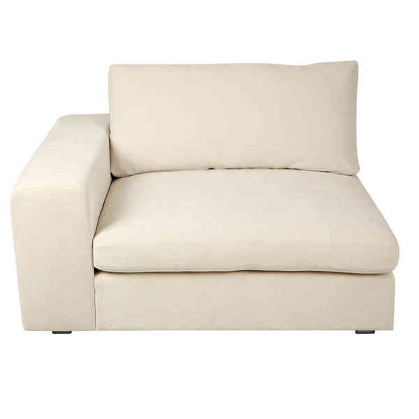 Ojai 50" Wide One Arm Chair, Cream Plainweave