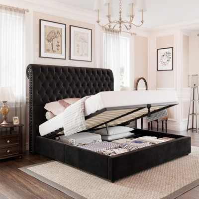Cristofer Upholstered Metal Sleigh Storage Bed -  Red Barrel Studio®, CBB00CADC0DE4ECC9963470E8A0DE326
