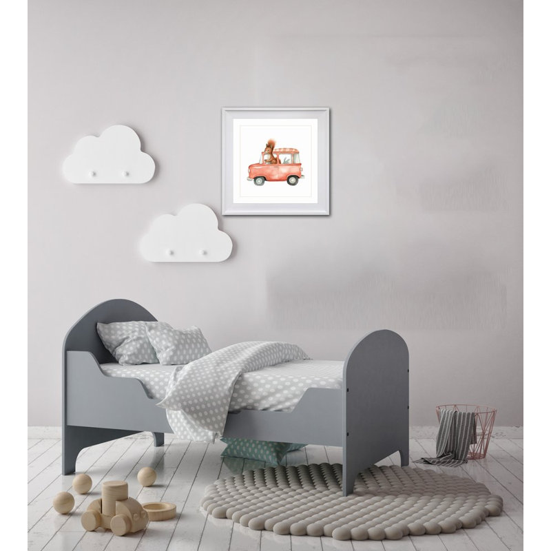 Art mural sur toile Critter On The Go 3, Cadre blanc, H 17,5 po x l 17,5 po x P 1 po