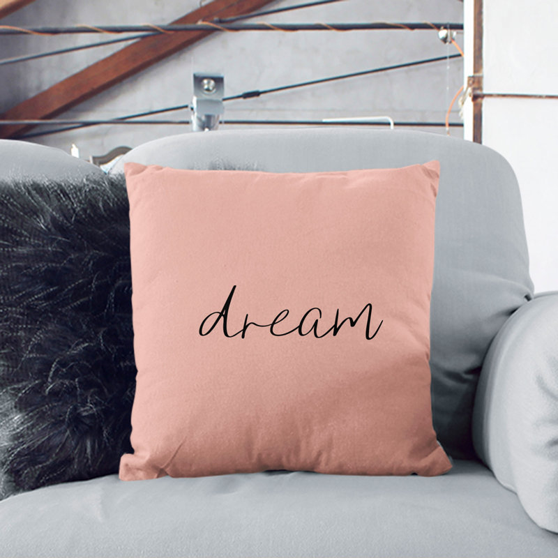 Dream Typography Square Throw Cushion, White, 40cm H x 40cm W x 15cm D