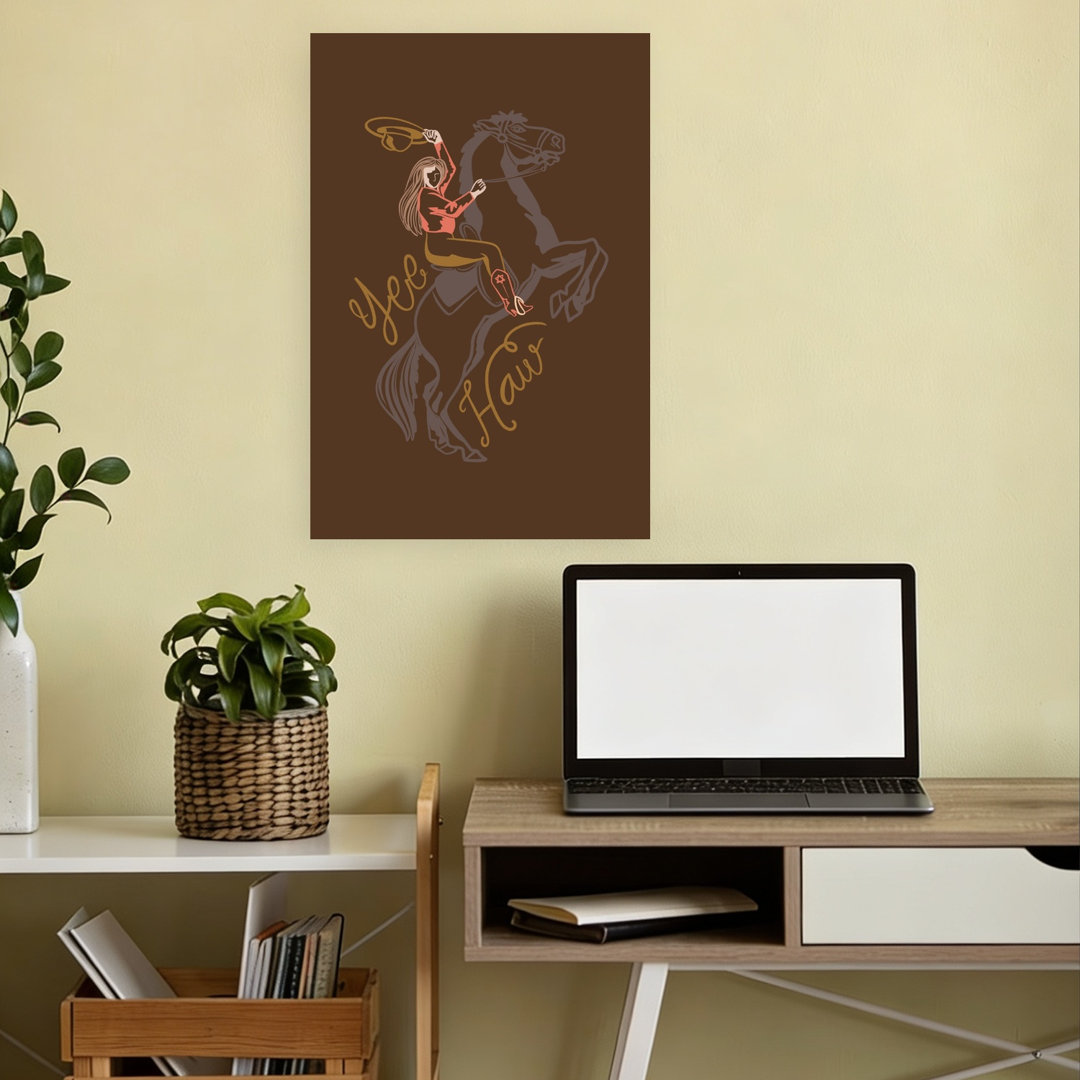 Yee Haw Cowgirl Spirit Rustic Vintage Horse Wall Art Print