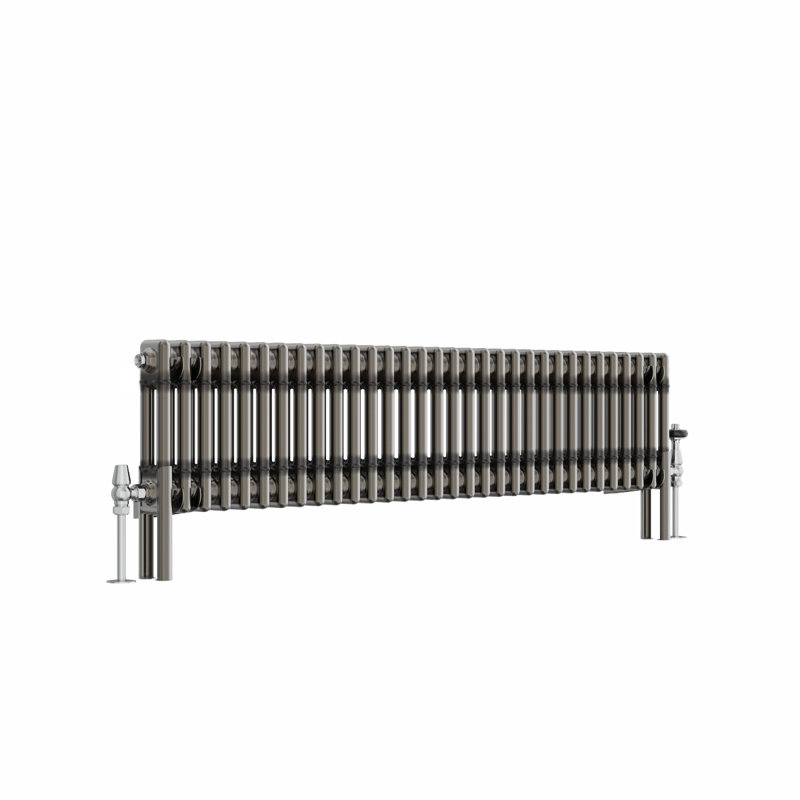 Doe Horizontal Traditional 2 Column Radiator Raw Metal, 300cm H x 1460cm W x 70cm D