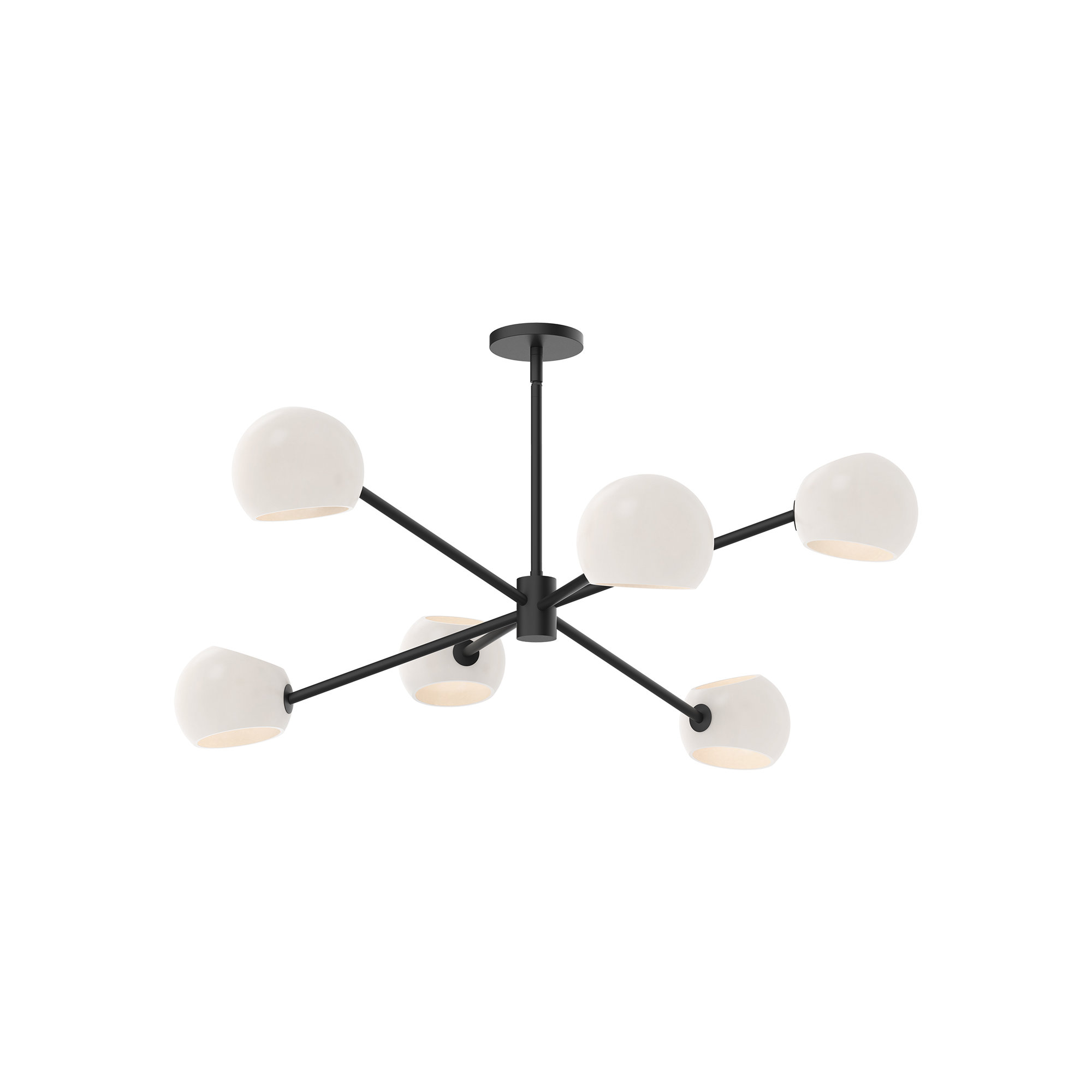 Willow 6 - Light Metal Sputnik Chandelier, Matte Black, Opal Matte